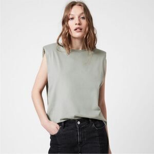 All Saints NWT Coni Shoulder Padded Tank Top IN late Gray Size Small